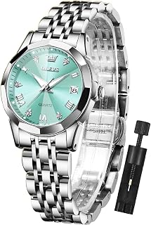 OLEVS Womens Watch Fashion Dress Diamond Female Watches for Ladies Analog Quartz Stainless Steel Waterproof Luminous Day Date Two Tone Wristwatch