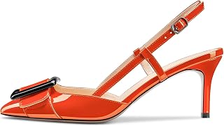 Castamere Women's Stiletto Mid Heel Pointed Toe Slip-On Pumps Slingback Bow Tie Dress Wedding Party Sandals 6.5 cm Heels