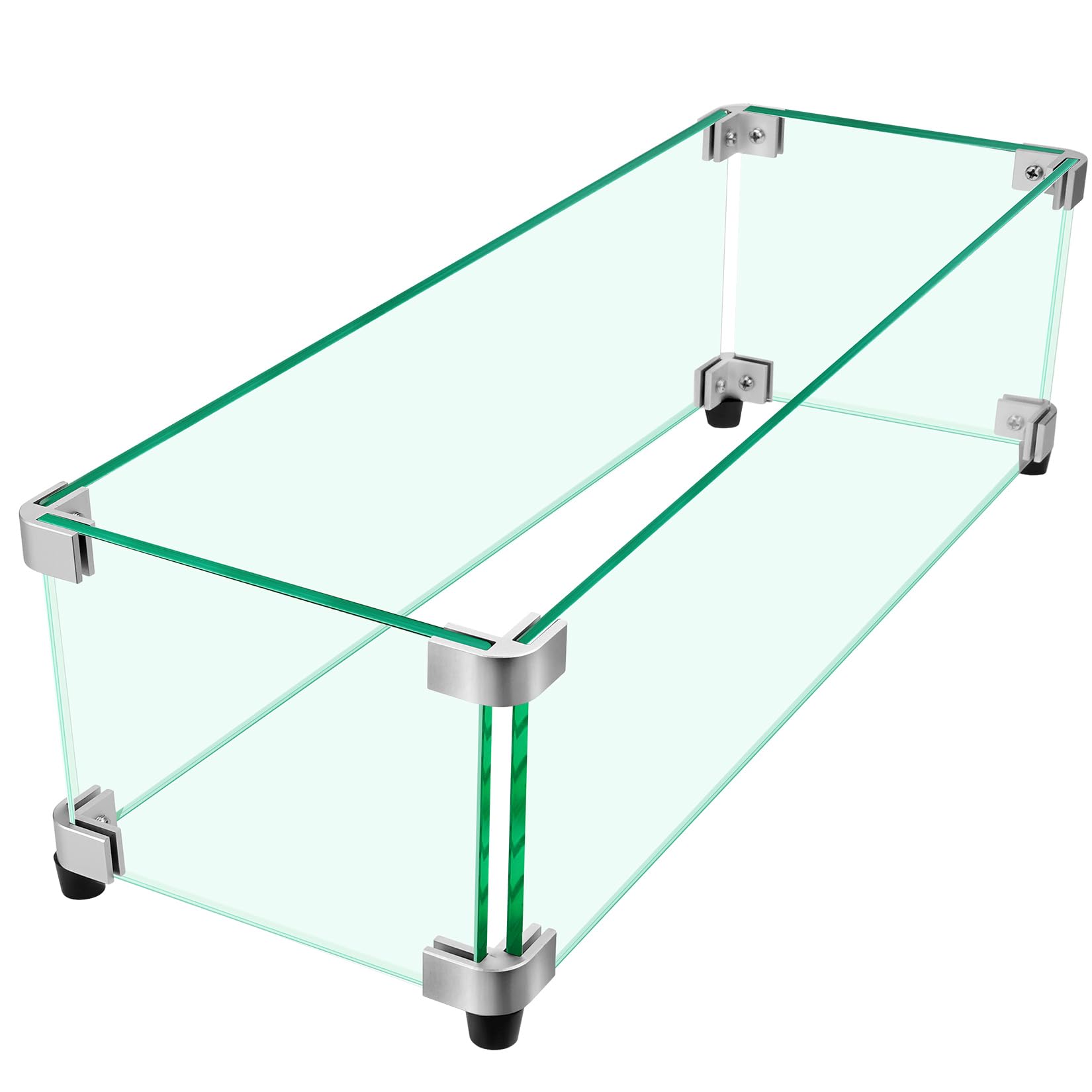 vchin Fire Pit Wind Guard, 23.5" x 7.5" Fire Pit Wind Guard Rectangle | Glass Wi