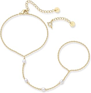 PAVOI Hand Chain Gold Bracelets for Women - 14K Plated Dainty Hand Jewelry