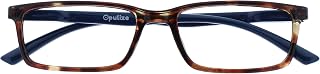 OPULIZE See – Reading Glasses Blue Light Filter Narrow Frame Spring Hinges Improve Sleep Gaming Computer Anti Glare Brown Tortoiseshell Men and Women B9-2+1.00