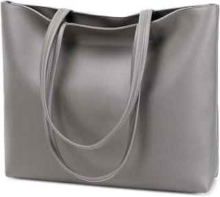 MEEGIRL Borsa tote da donna semplice in pelle ecologica in poliuretano, per lavoro, scuola, shopping, con cerniera e tasca interna