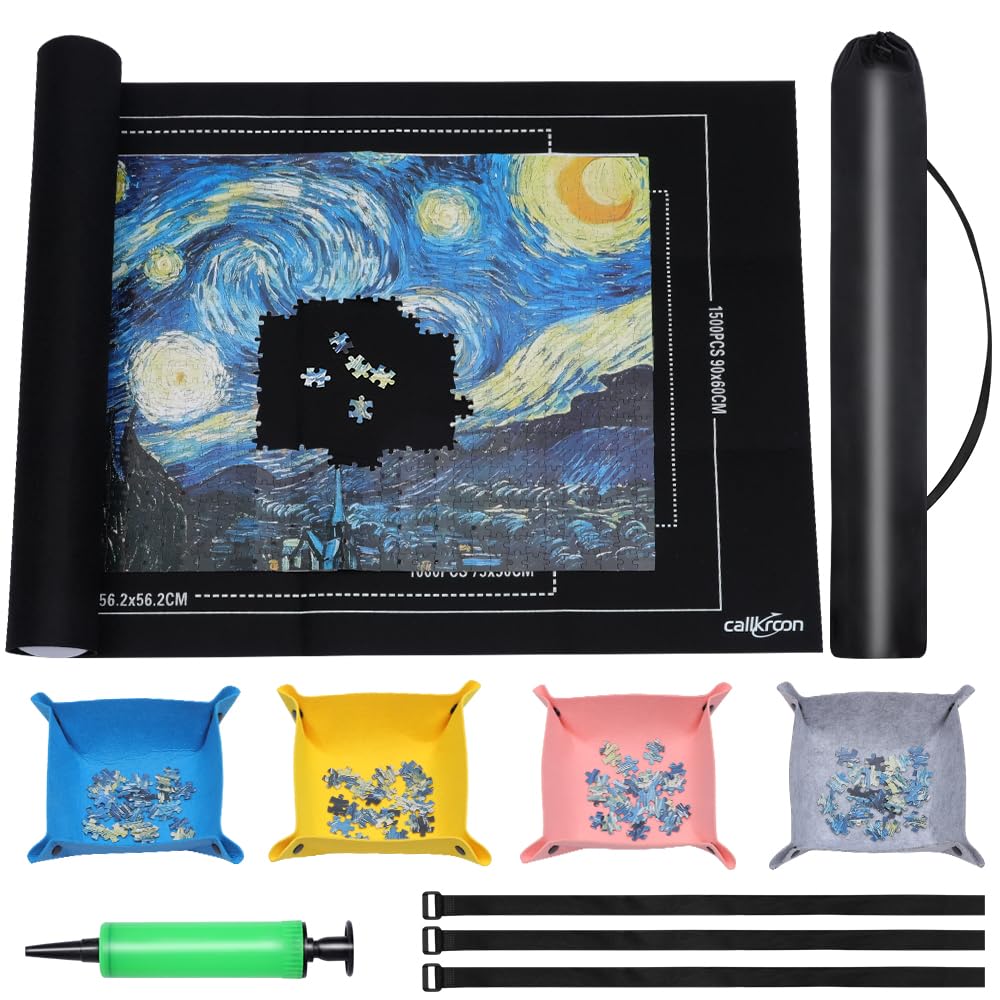 CALLKROON Puzzle Mat Roll Up, 45 x 25 Inch Felt Jigsaw Puzzle Saver for Up to 15