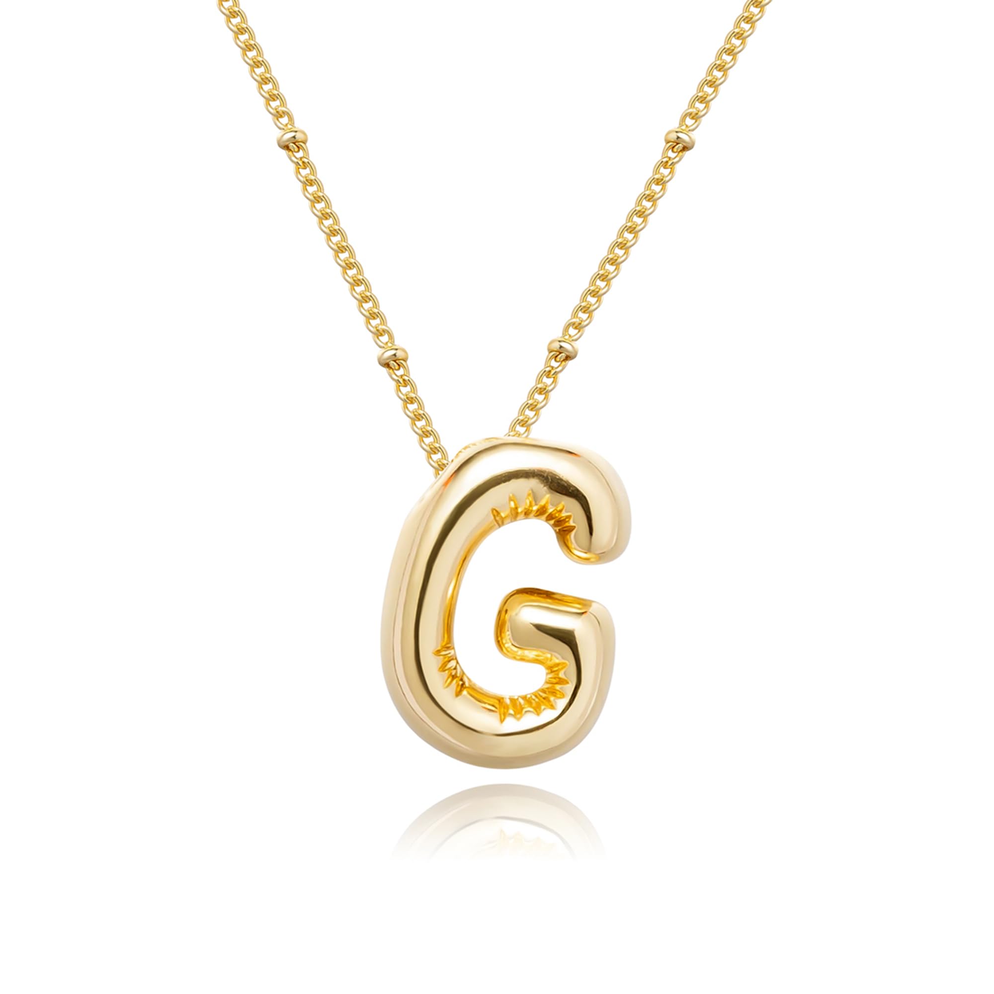 Ewrkbrㅤ Initial Necklaces for Women, 14k Gold Plated Bubble Letter Necklace Chun