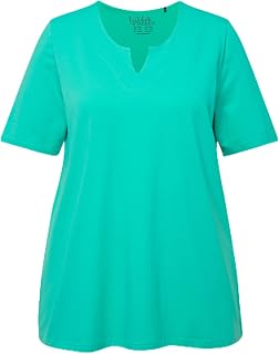 Ulla Popken Flared Cut T-Shirt with Tunic Neck and Half Sleeves 807259