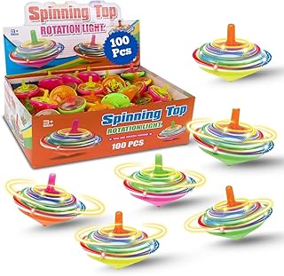 LED Flashing Spinning Tops for Kids, Bulk Party Favors and Classroom Prizes | Colorful, Batteries Included, 1.75-Inch Mini Tops, Assorted, Easy-Twist Play, Ages 3+