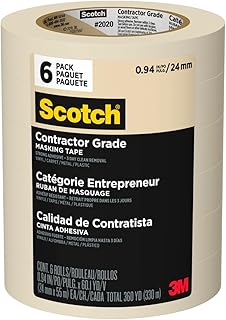 Scotch Contractor Grade Masking Tape, 0.94 inches by 60.1 yards (360 yards total), 2020, 6 Rolls