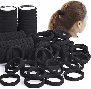 Set of 50 Black Hair Scrunchies, Soft Hair Scrunchies with Decorative Accents, Elegant Hair Accessories for School, Party and Daily Use