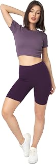 SOFTSAIL Leggings for Women Cycling Shorts Yoga Gym Pants Cotton High Waist with Abdominal Control Slimming Breathable and Elastic for Ladies in Stretch