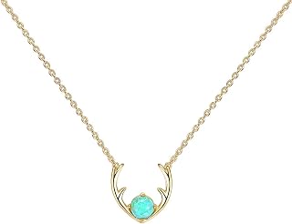 PAVOI 14K Gold Plated Opal Pendant Necklaces for Women, Dainty Necklace