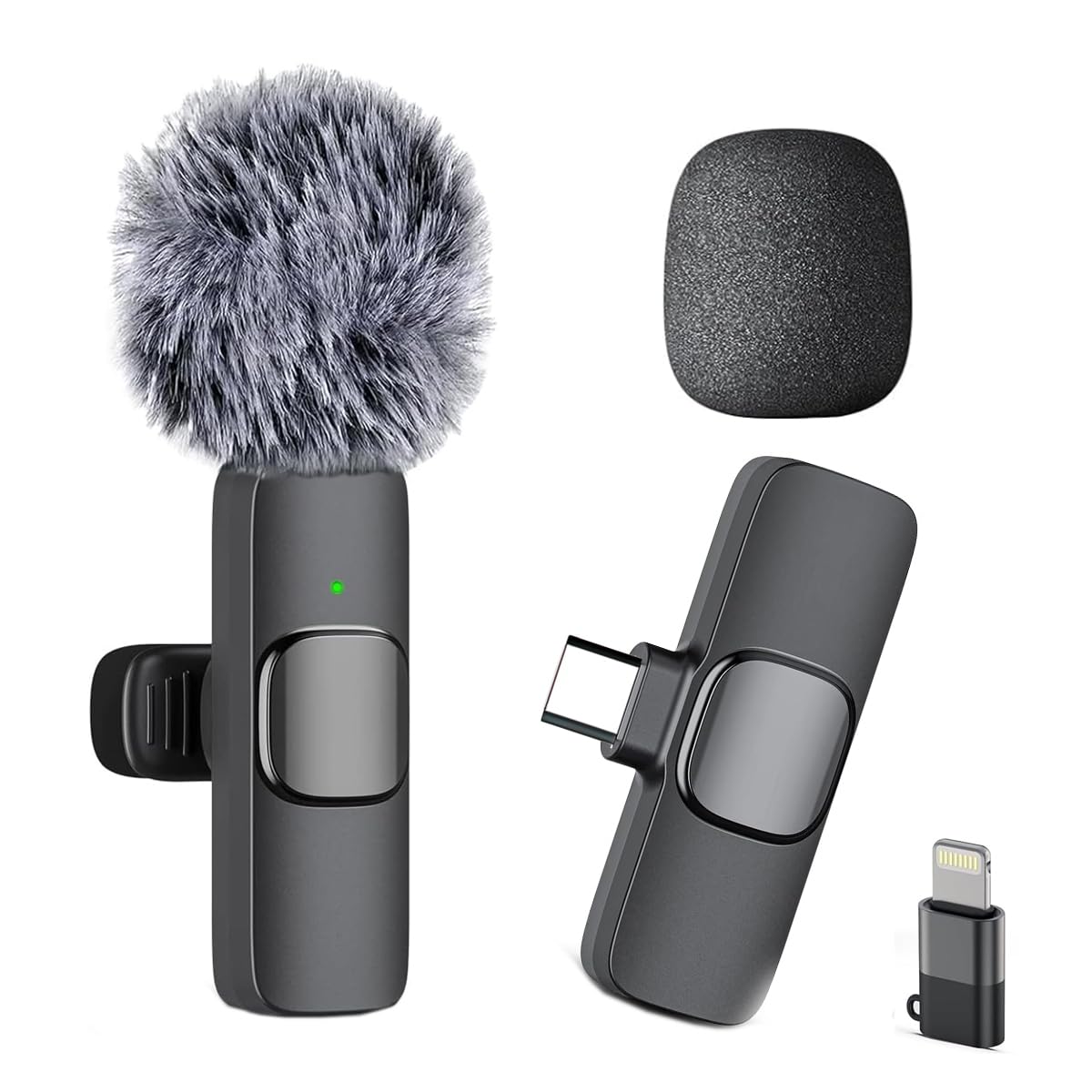 Wireless Lavalier Microphone for iPhone 17/16/15, iPad, USB-C Android | Plug and