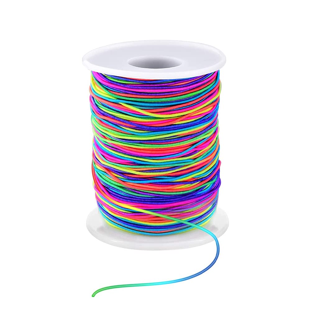 LUSTEMBER 1mm Stretchy Bracelet String, Sturdy Rainbow Elastic String Elastic Co