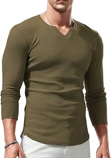 Lehmanlin Men's Long-Sleeved Short-Sleeved Sports T-Shirt, Elastic V-Neck, Muscle Fit, Casual Underwear