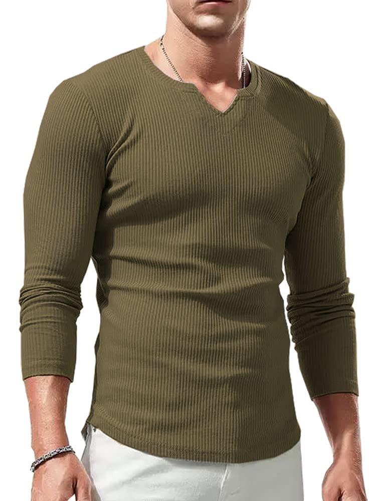 Lehmanlin Men's Long-Sleeved Short-Sleeved Sports T-Shirt, Elastic V-Neck, Muscl