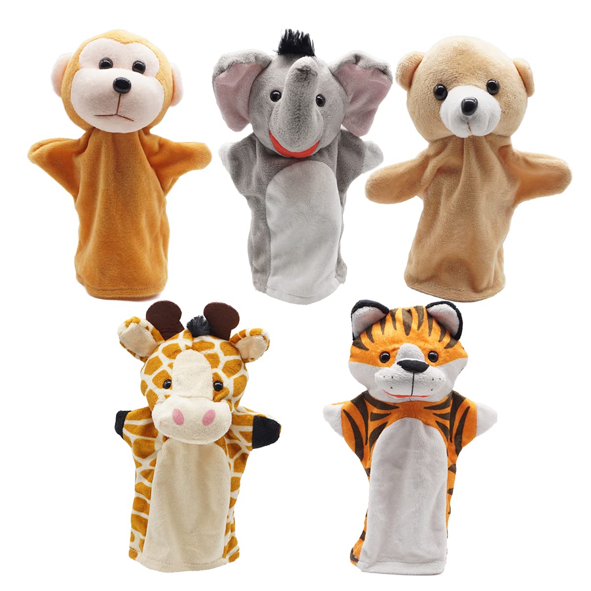 CreepyParty PUPPET, Soft Cotton Animal Hand Puppets Set for Kids, 5 Colorful ZOO