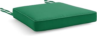 Water Resistant Chair Cushions with Ties for Indoor and Outdoor Use - Patio Furniture Seat Pads with Durable Polyester Fabric - Ideal for Dining, Lawn, Garden, Coffee Shop (40 x 40 x 5cm, Dark Green)