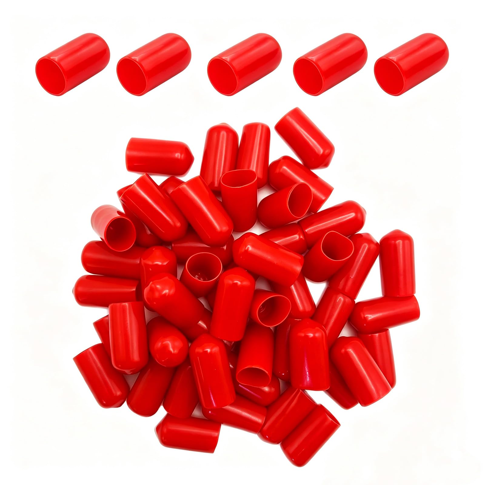50Pcs Rubber End Caps ID 11.5mm (15/32 inch) Red Flexible Protective Caps Soft E
