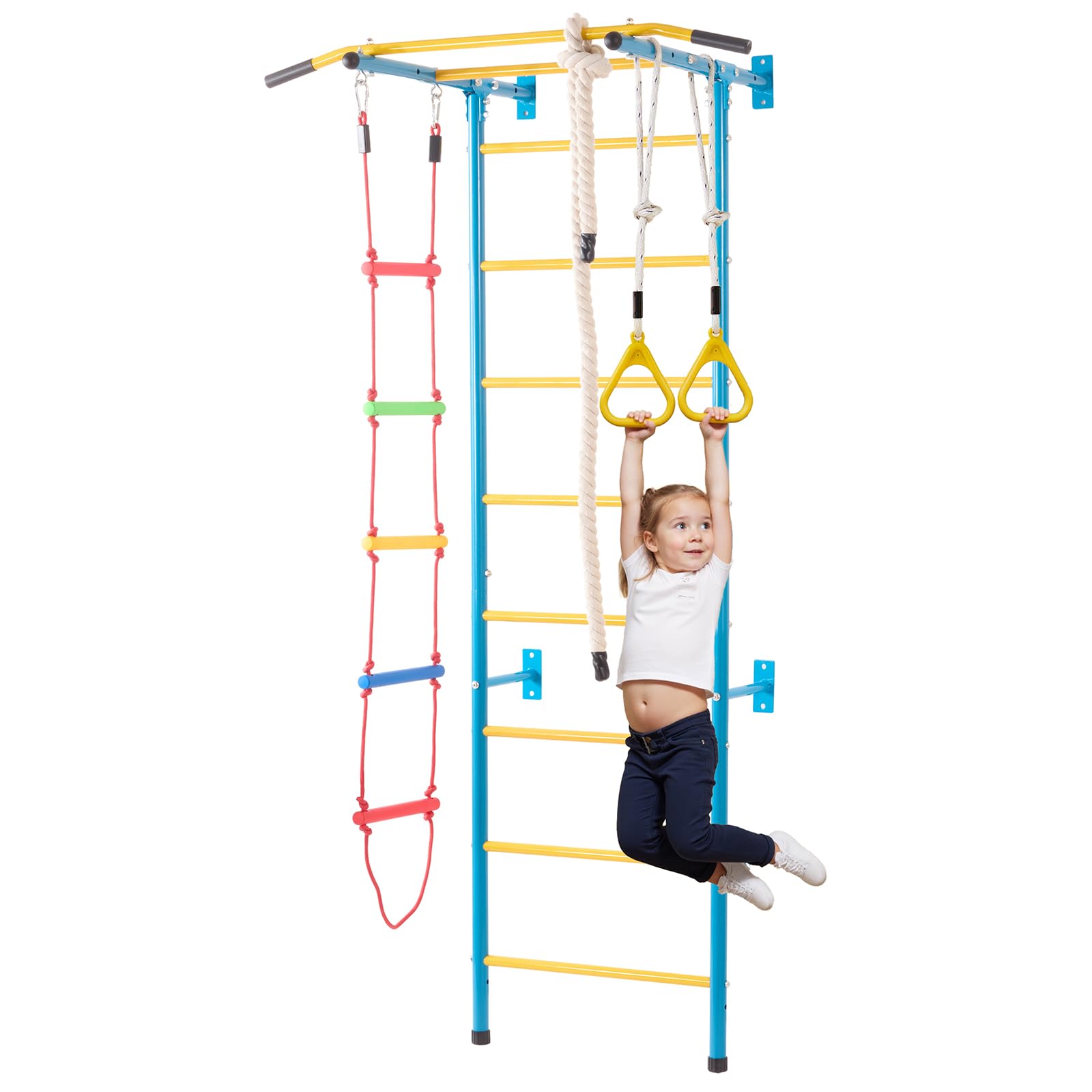 VEVOR Indoor Jungle Gym for Toddlers, 5-in-1 Climbing Playset with Carbon Steel 