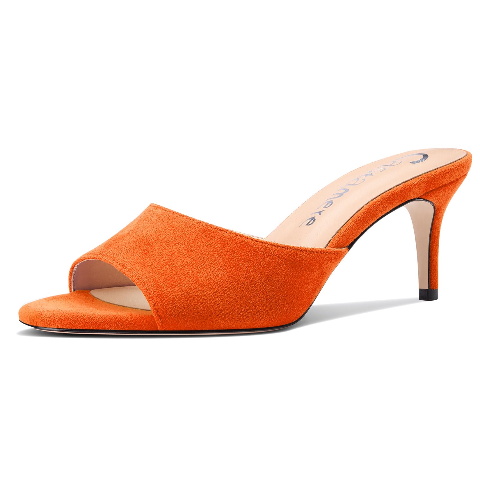 Castamere Women's Medium Kitten Heel Open Round Toe Sandals Slip-on Casual Dress