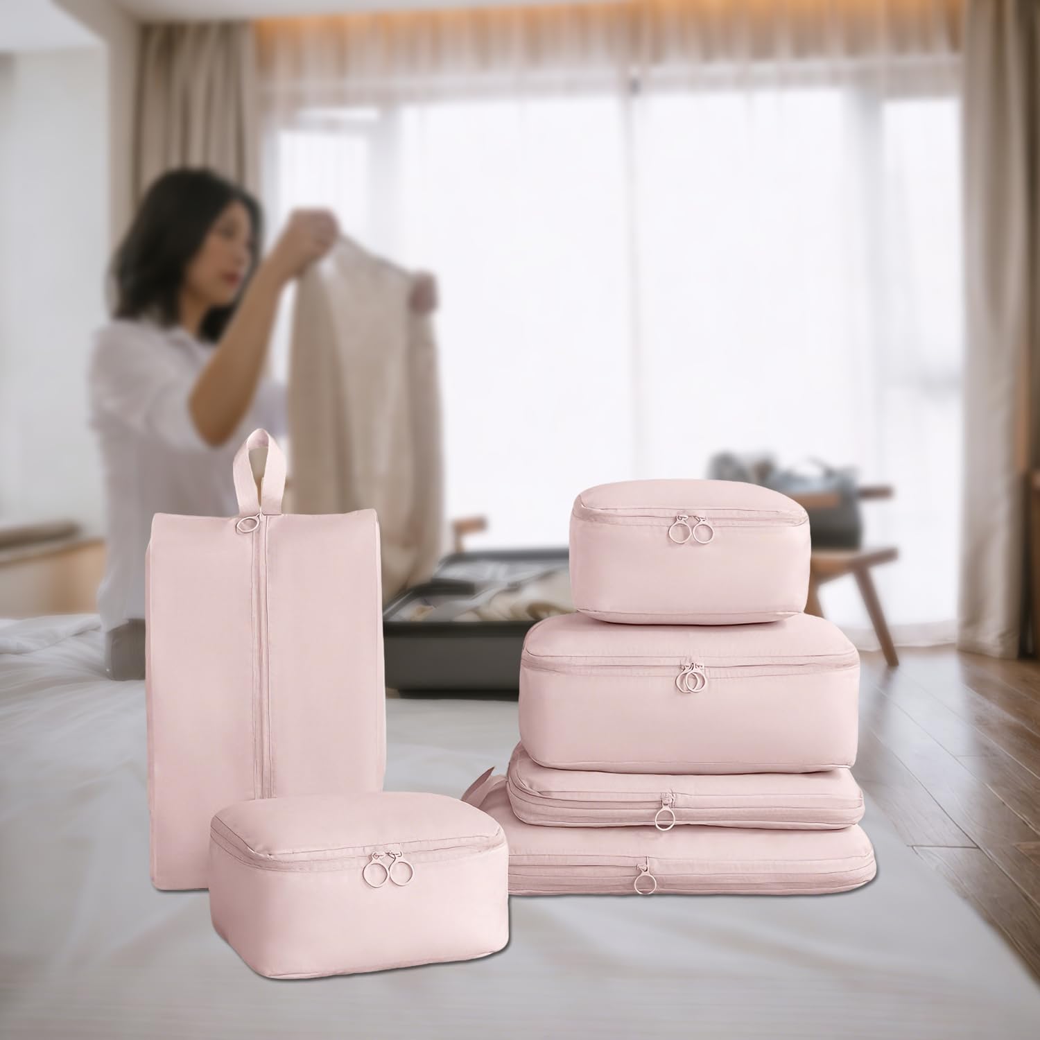 6 Travel Essential Compression Storage Bags, Luggage Compartment Package Cloth, 