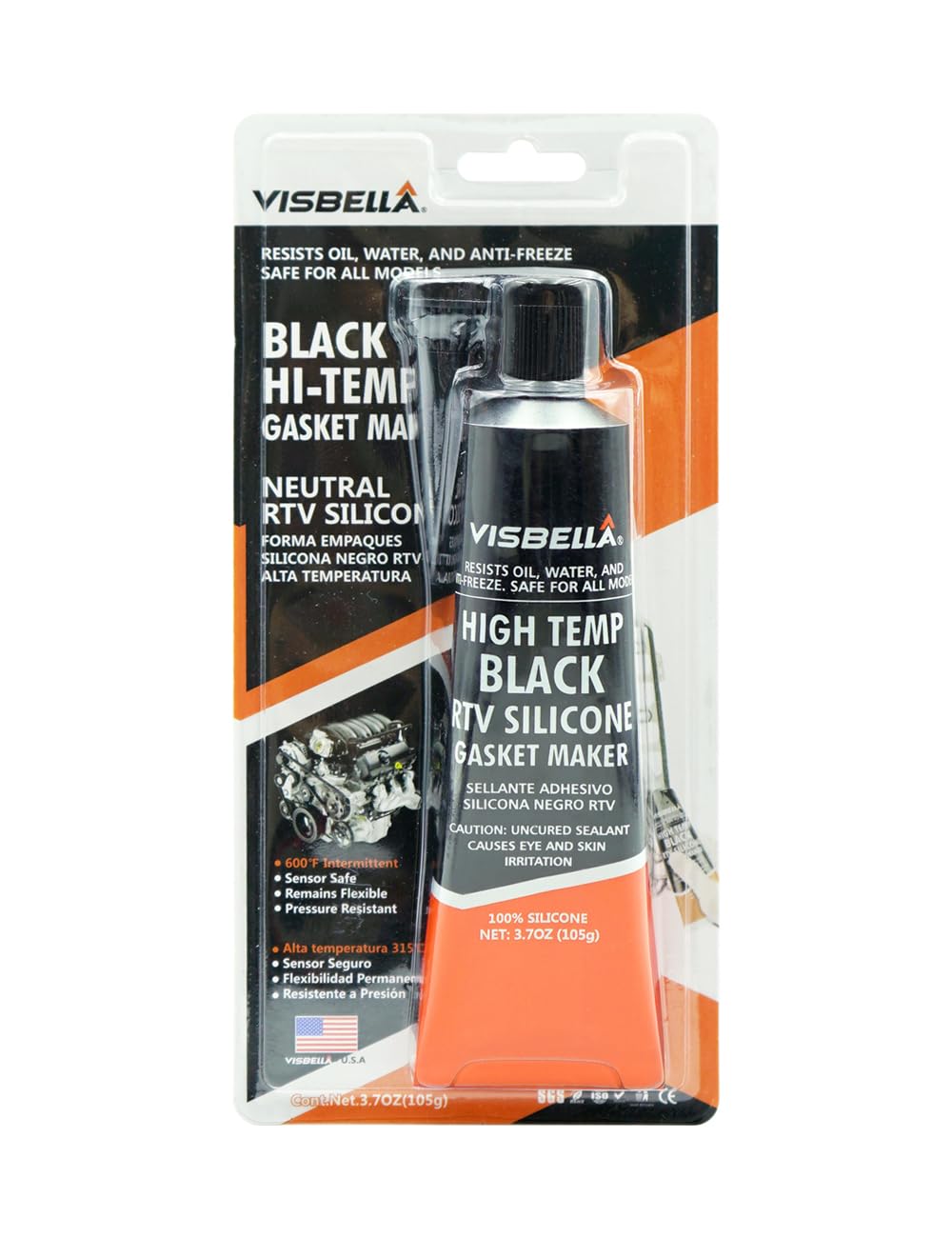 Visbella High Temperature RTV Silicone Gasket Maker, Sealed Oil Resistant Waterp