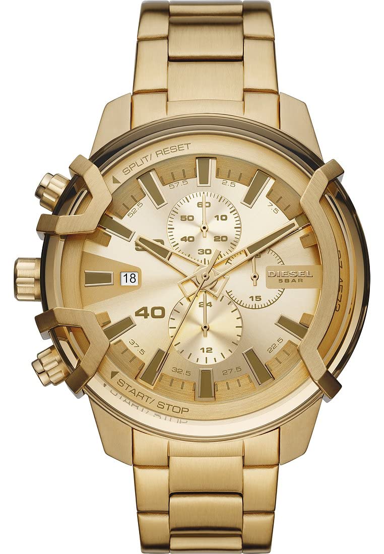 Diesel Griffed Uhr für Herren, Quarz-Chronographenwerk mit Edelstahlarmband