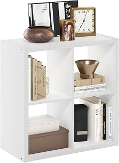 Furinno Cubicle 4 Cube Bookcase with Reversible Extra Thick White