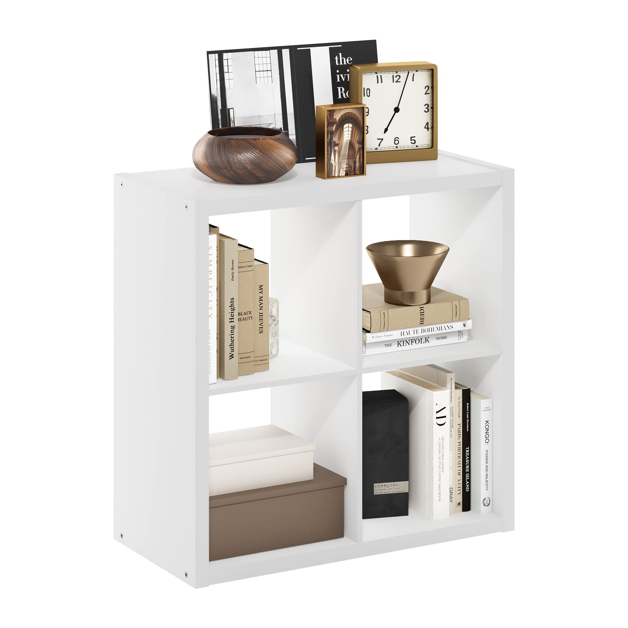 Furinno Cubicle 4 Cube Bookcase with Reversible Extra Thick White