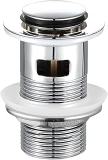 Wasserrhythm Pop up Basin Waste Slotted Click Clack Plug with Overflow Pop-up Bathroom Sink Waste Chrome 304 Stainless Steel