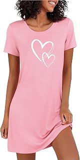 Marvmys Nightdress Women's Short Sleeve Sleep Shirt Cotton Printed Sleep Shirt Summer T-Shirt Sleep Shirt Women Sleepwear Sleep Dress