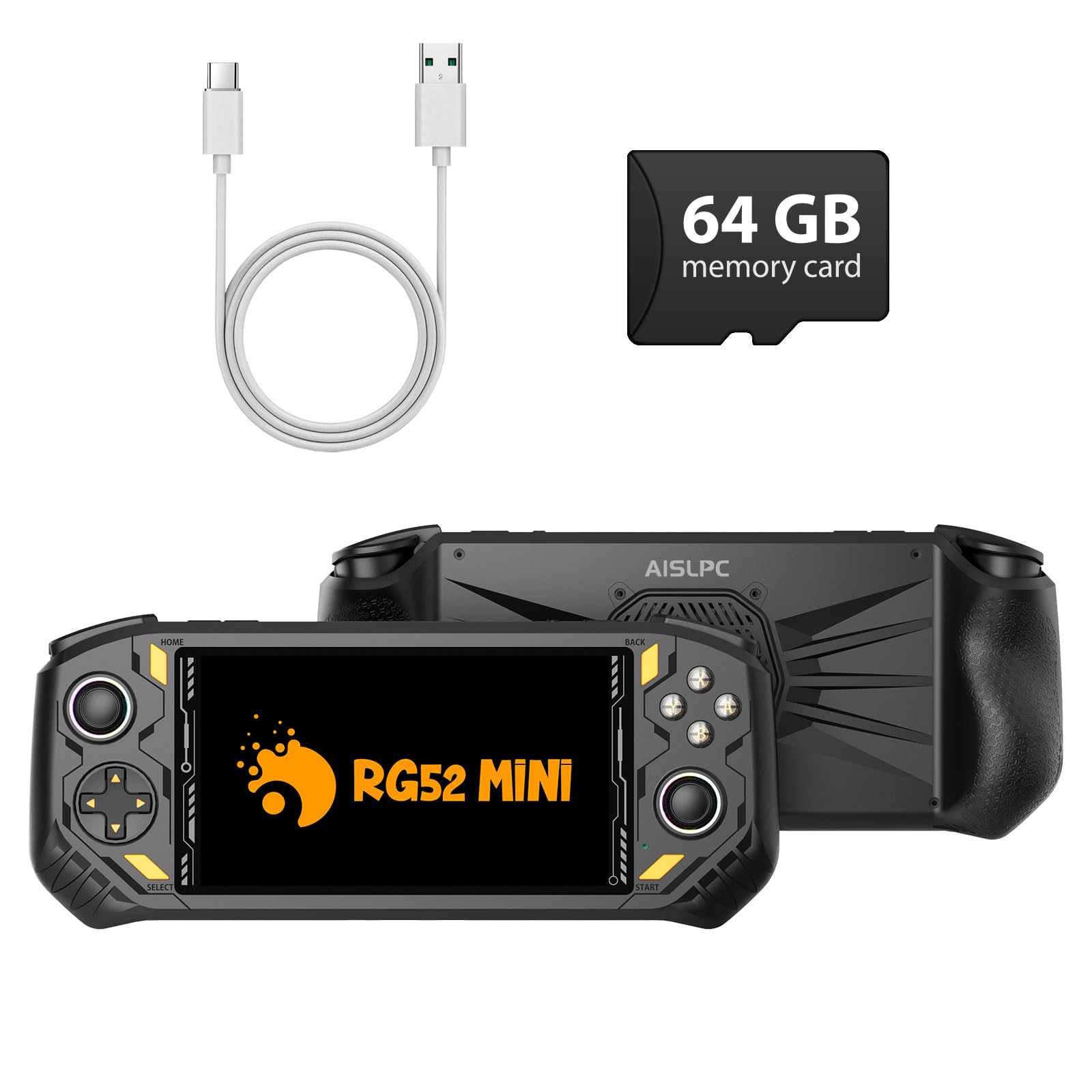 RG52MINI Retro Handheld Game Console, 5.5 Inch IPS Screen, Portable Dual System,
