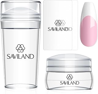 SAVILAND French Tip Tool Silicone Nail Stamper 4PCS | Long &amp; Short Silicone Nail Stamp with Scrapers, Fast Easy French Nails, Nail Stuff for French Manicure Home DIY Salon