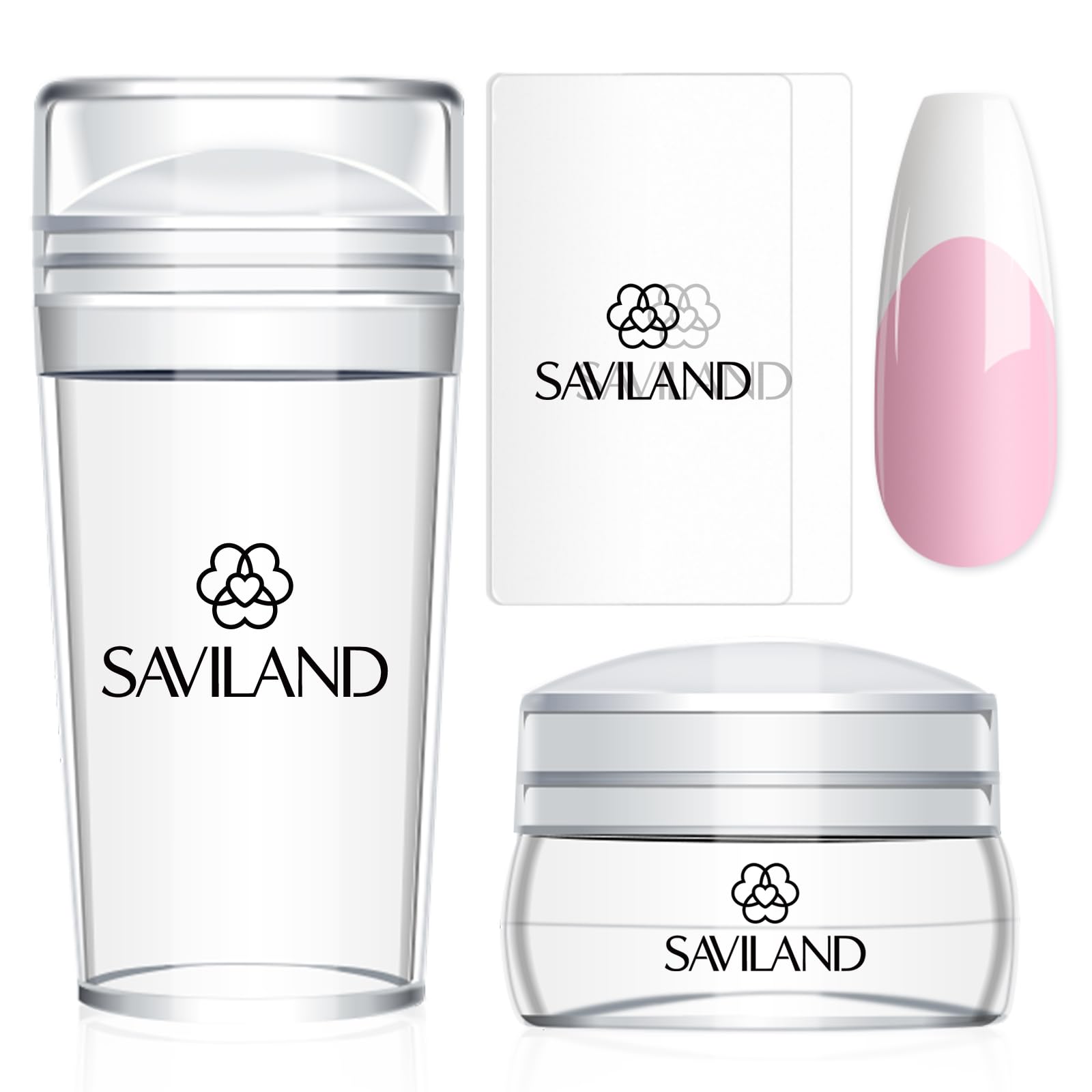 SAVILAND French Tip Tool Silicone Nail Stamper 4PCS | Long &amp; Short Silicone 