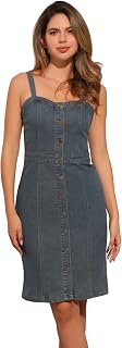 Allegra K Women's Button Down Midi Denim Dress
