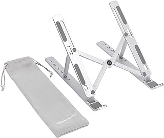 Amazon Basics Foldable Laptop Stand, 6-Angle Adjustable, Lightweight Portable Design, Silver