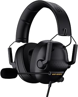 Senzer SG500 Gaming Headset with Noise Cancelling Microphone- Memory Foam Ear Pads-Portable Foldable Headphones for PC, PS4, PS5, Xbox One, Switch