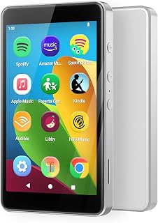 Kids MP3 Player with Spotify, Parental Controls, WiFi and Bluetooth 5.0 | Android 14, App Store, 4" Music Player with Spotify Kids, Amazon Music, Audible, Memory Card Included, Classic Silver