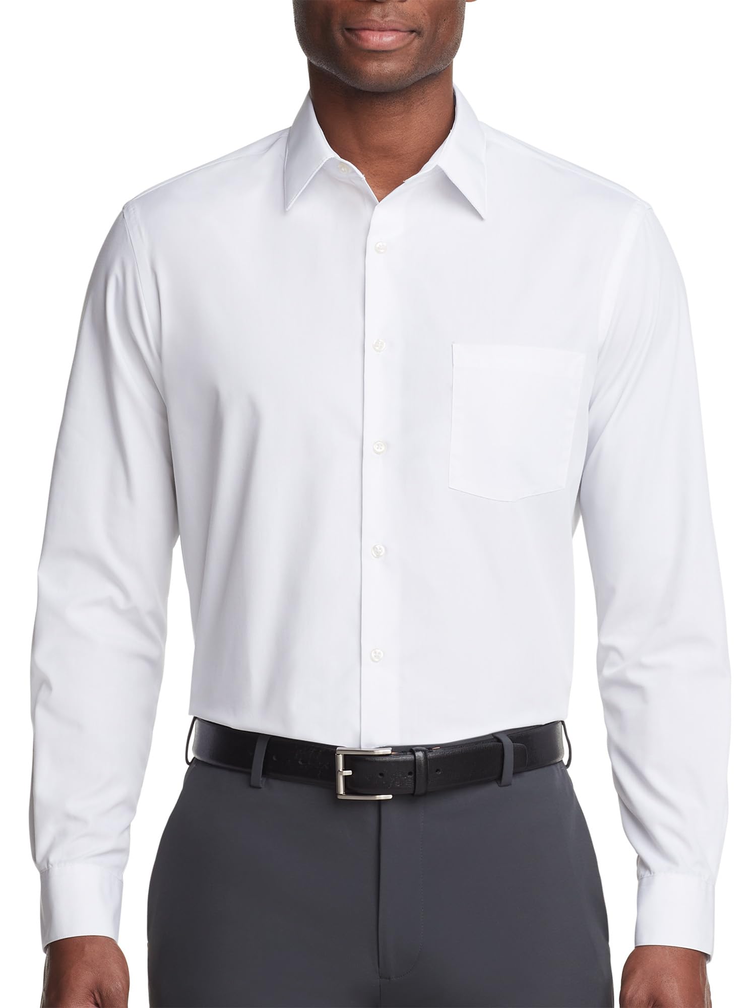 Van Heusen Poplin Regular Fit Solid Point Collar Dress Shirt Elegant Men's Shirt