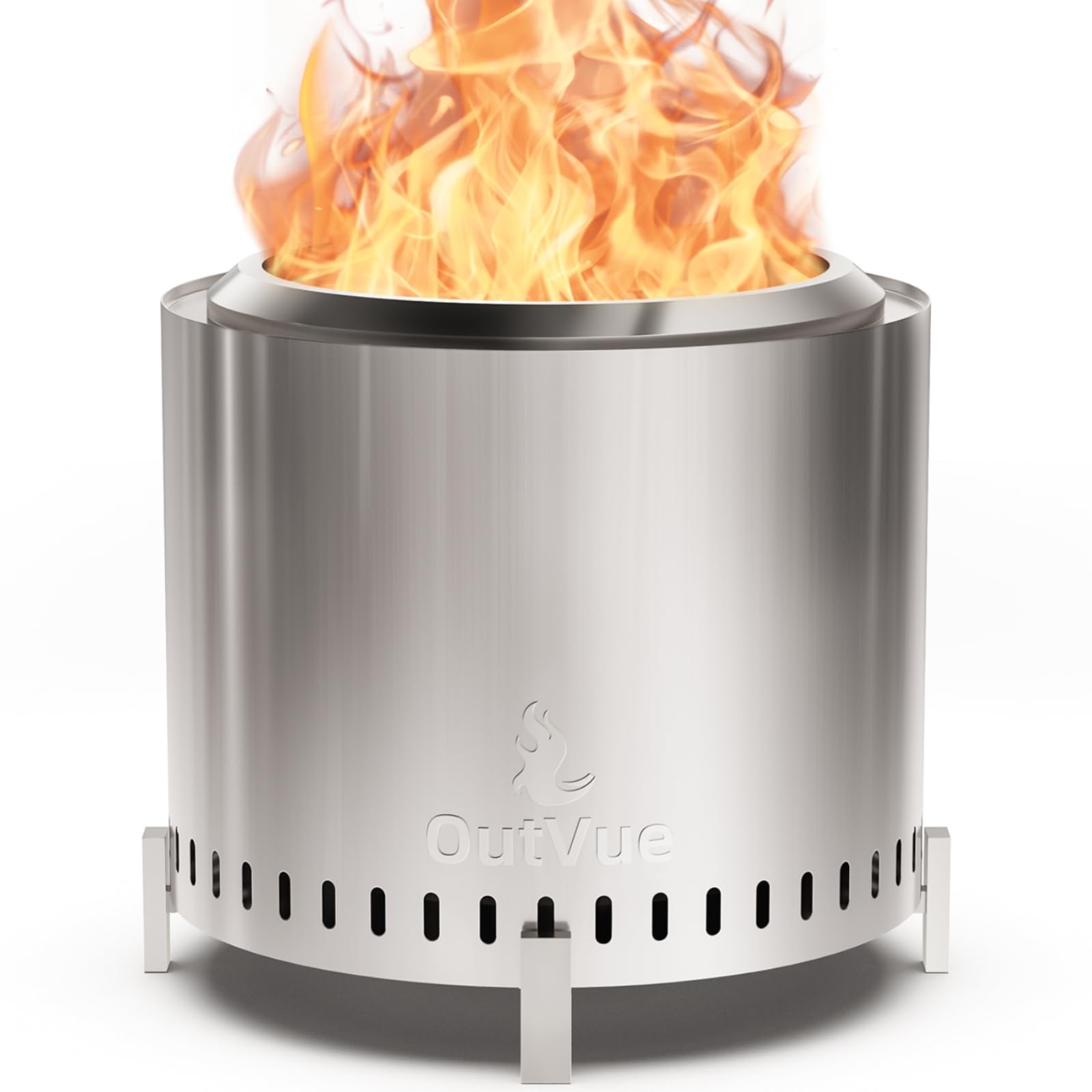 OutVue 19.5 inch Stainless Steel Smokeless Fire Pit with Tote Bag | Outdoor Smok