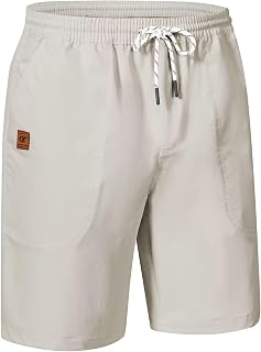 QPNGRP Men's Stretch Waist Casual Shorts with 5 Pockets Include 1 Zipper Pocket