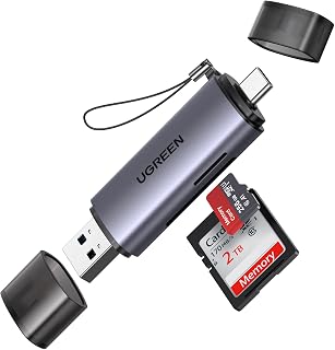 UGREEN SD Card Reader 3.0, USB-C & USB-A Memory Card Reader 170MB/s(Grey) | Supports SD/Micro SD/UHS-I/SDXC/SDHC/TF, Plug & Play, Compatible with iPhone 18 Pro/Pro Max/Duo, MacBook, iPad, Galaxy S26