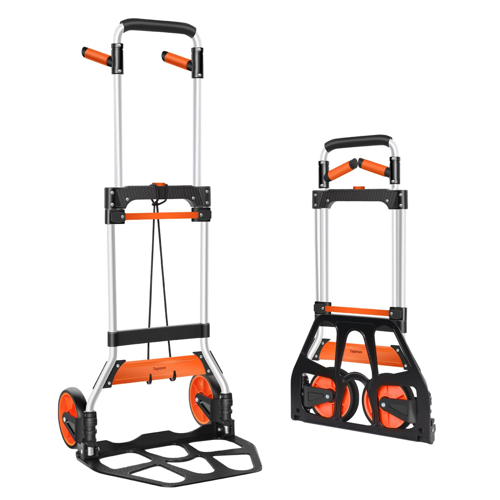 Teprovo Hand Truck Dolly, 340-lb Aluminum Dolly Cart with Swivel Handle | Foldab