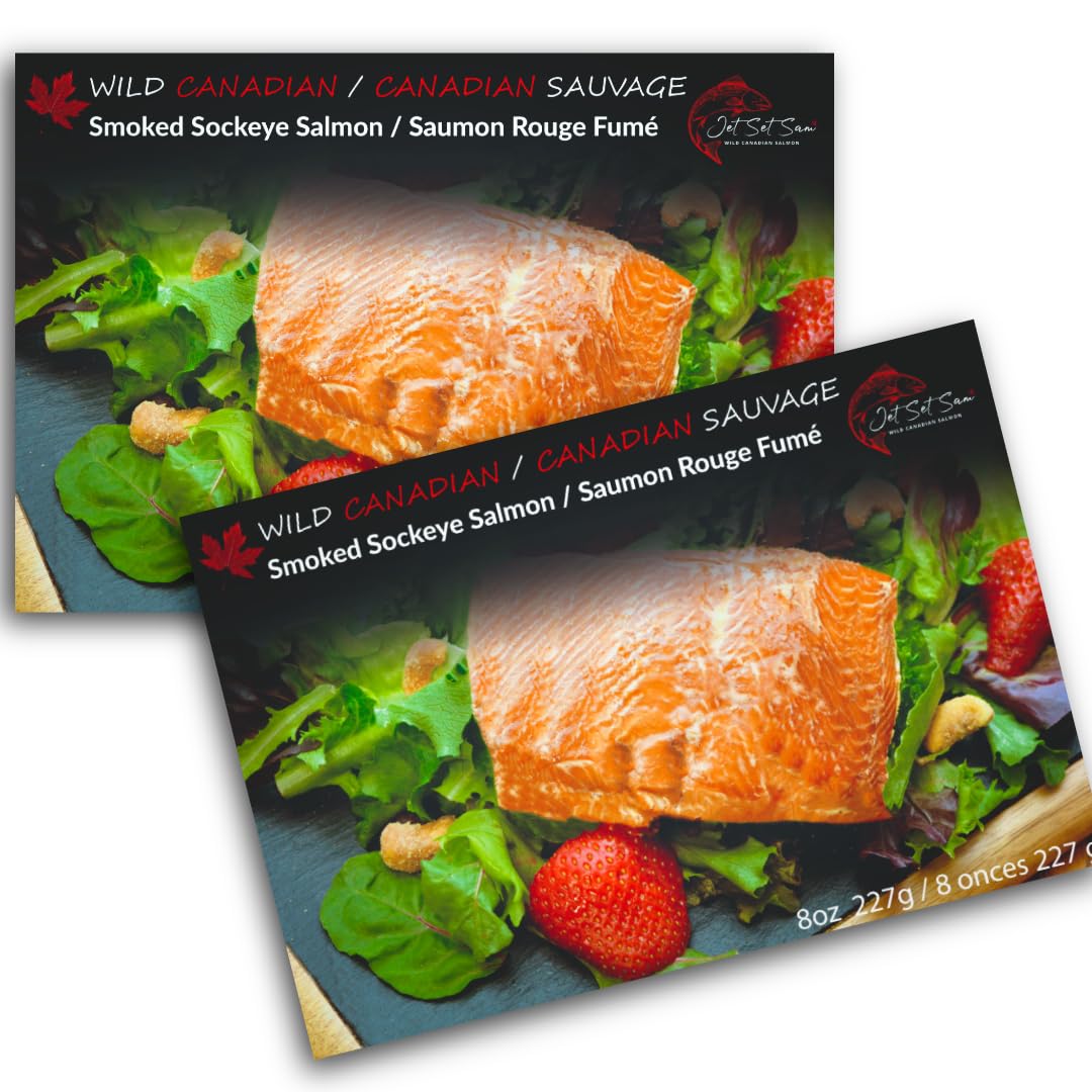 Wild Caught Canadian Pacific Smoked Sockeye Salmon Filet 2 Pack Gift All Natural