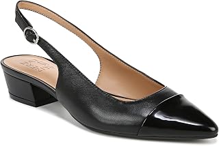 Naturalizer Banks Pumps for Women - Size 6, Black, Low Heel, Pointed Toe, Leather, Comfort Lifestyle, Adjustable Strap, Polyurethane Sole, Non-Water Resistant, F8333LK