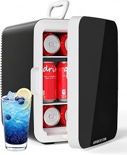 Antarctic Star 10L Portable Compact Refrigerator, 2.6 Gal Mini Personal Fridge Small Cooler with AC/DC Adapters for Beverages, Food, Skincare, Bedroom, Office, Dorm Room, or Cabin, Black