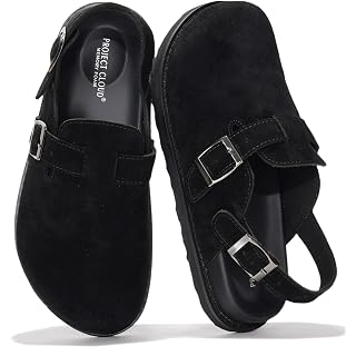 Project Cloud 100% Genuine Leather Womens Cork Footbed Clogs for Women