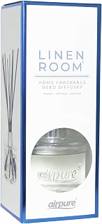 AIRPURE Reed Diffuser, 100ml Oil Set with Sticks, 8X Black Reeds, Continuous Room Scent, Diffusers for Home Use in Living Room, Kitchen or As Bathroom Freshener - Linen Room Fragrance