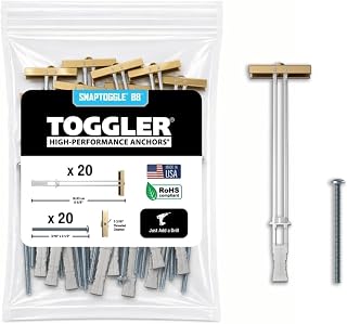 TOGGLER SNAPTOGGLE Drywall Anchors with 1/4-20 Bolts, 20 Pack | Heavy-duty drywall anchors with 1/4-20 bolts. Includes 20 anchors and bolts