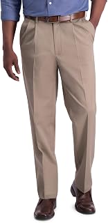 Haggar Men’s Classic Fit Iron Free Premium Khaki Pleated Pant