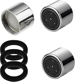 iJiGui 3 Pack Tap Aerator M22, Water Saver Tap Filter Nozzle Faucet Aerator Replacement Parts, Tap Faucet Aerator with Gasket, for Bathrooms and Kitchens(22mm Female Thread)